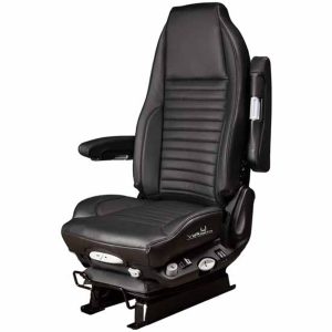 Black Genuine High Back Leather Air Seat With Standard Base, Dual Arm Rest, Heat & Vent By Vendetta