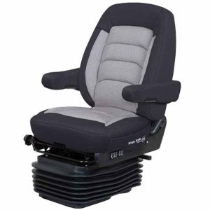 Bostrom Black / Gray Ultra-Leather Wide Ride +Serta LoPro Suspension Mid Back Seat W/ Heat & Armrests