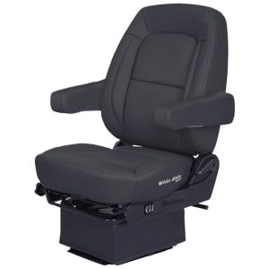 Bostrom Semi-Truck Seat - Wide Ride Core Low Base Mid-Back w/ Armrests - Black Ultra-Leather