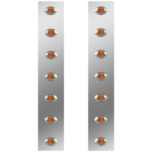 24.5 Inch S.S. Front Air Cleaner Light Panels W/ 14 M3 Amber/Amber LEDs For Peterbilt W/ 15 Inch Breather