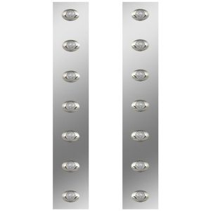 24.5 Inch S.S. Front Air Cleaner Light Panels W/ 14 M3 Amber/Clear LEDs For Peterbilt W/ 15 Inch Breather
