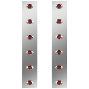 24.5 Inch S.S. Rear Air Cleaner Light Panels W/ 12 M3 Red/Red LEDs For Peterbilt W/ 15 Inch Breather