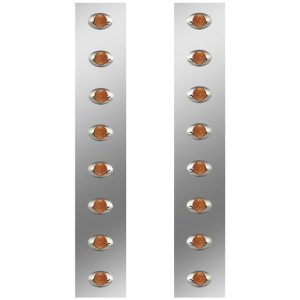 26 Inch S.S. Front Air Cleaner Light Panels W/ 16 M3 Amber/Amber LEDs For Peterbilt