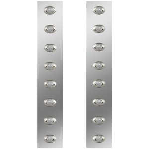 26 Inch S.S. Front Air Cleaner Light Panels W/ 16 M3 Amber/Clear LEDs For Peterbilt